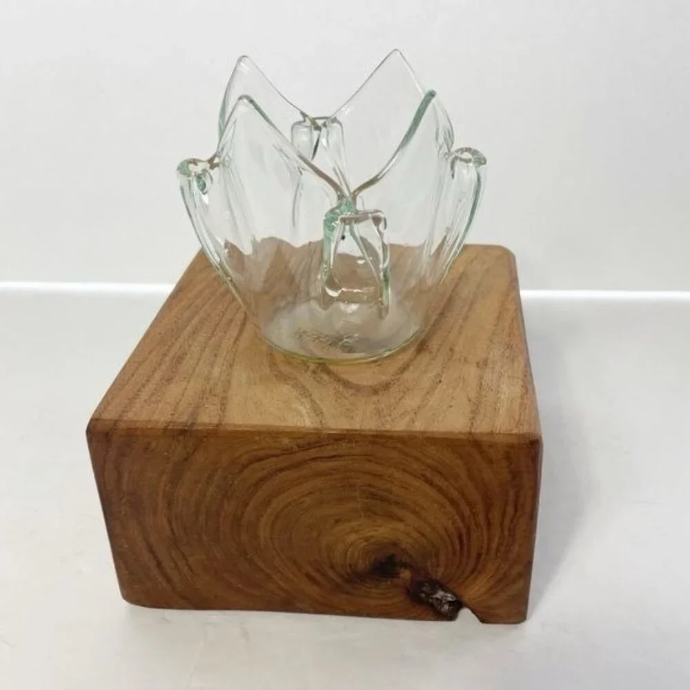 Vintage Biedermann Clear Glass Folded Handkerchief Votive Glass